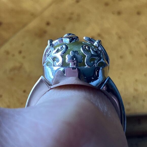 Connemara Marble Silver Claddagh Ring With Celtic Weave Band Natural Connemara Marble Sterling Silver Claddagh Ring Size 8